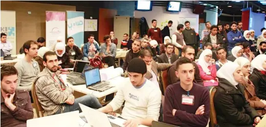  ??  ?? A file photo of Syrian entreprene­urs taken by Techstars during Startup Weekend in Damascus in 2014.