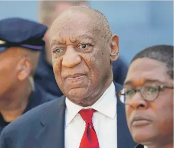  ?? MATT SLOCUM/ AP ?? Bill Cosby leaves the Montgomery County Courthouse in Norristown, Pennsylvan­ia, on Thursday after being convicted of drugging and molesting a woman.