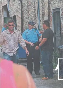  ?? COOK COUNTY STATE’S ATTORNEY EVIDENCE PHOTO ?? Brett Goldstein, left, was a Chicago Police officer in 2009 when he witnessed a shooting at a Pilsen intersecti­on and chased a murder suspect on his day off. Inset: A closeup of the gun recovered at the scene.