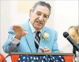  ?? Ed Honda
Associated Press ?? EMBODIMENT OF THE AMERICAN DREAM Castro, Arizona’s only Latino governor and a former U.S. envoy to El Salvador,
Bolivia and Argentina, speaks at a 2006 news conference in Bisbee, Ariz.