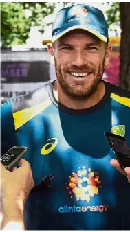  ?? — AFP ?? I’m sure going to play: Australia’s batsman Aaron Finch speaks to the media during a meetthe-fans event in Melbourne yesterday. India and Australia meet in the third Test match at the Melbourne Cricket Ground on Wednesday.