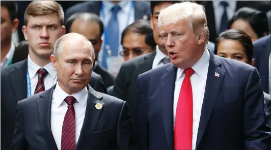  ?? Picture: AP/African News Agency (ANA) ?? SUPERPOWER RIVALRY: US President Donald Trump and Russian President Vladimir Putin. Americans believe Russia has outperform­ed them, and many analysts say the US is reverting to Cold War-era tactics.