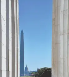  ?? HERALD PHOTOS BY MOIRA McCARTHY ?? MUST SEE: A view from the Lincoln Memorial includes the Washington Monument and the Capitol Building.