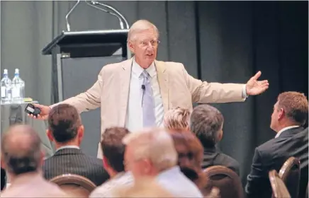  ?? Photo: MICHAEL BRADLEY/FAIRFAX NZ ?? Business pointers: Author Tom Peters speaks at the Langham in Auckland on ways to steer a course through a recession.