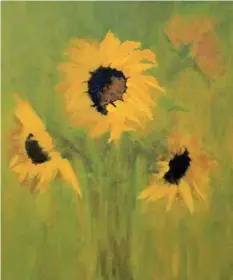  ??  ?? “Sunflower on Spring Green” by Julie Turner.