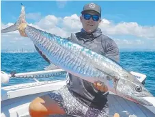  ??  ?? Steve Ward with another nice Spanish mackerel off Surfers Paradise. There are heaps around at the moment.