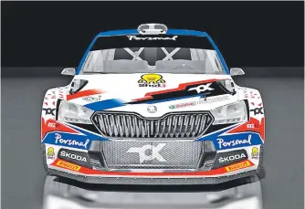  ??  ?? Con la bandera paraguaya al frente, así luce el Skoda de Fabrizio Zaldívar para el WRC3.