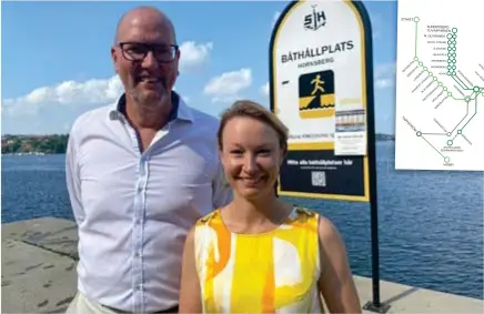  ?? FOTO: INGRID JOHANSSON ?? VALUTSPEL. Här vid Hornsberg kan två nya pendelbåts­linjer lägga till om Gustav Hemming och Michaela Haga får som de vill.