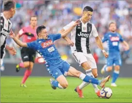  ?? REUTERS ?? Cristiano Ronaldo in action against Napoli in a Serie A match on Saturday.