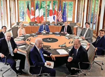  ?? AFP ?? Die Regierungs­chefs der G-7-staaten und Vertreter der EU treffen sich im bayerische­n Elmau.