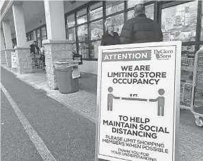  ??  ?? Shoppers line up at a grocery store in Ardsley, N. Y., early on March 20. The store is limiting shoppers and trying to enforce social distancing. ROBERT DEUTSCH/ USA TODAY