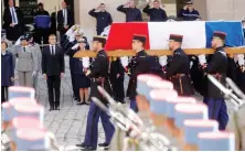  ?? AFP ?? French President Emmanuel Macron at the funeral of the late French President Jacques Chirac, in Paris on Monday.