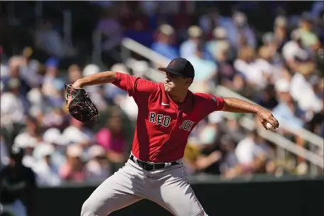  ?? BRYNN ANDERSON — THE ASSOCIATED PRESS ?? Boston Red Sox relief pitcher Richard Bleier (35) delivers during a spring training baseball game against the Atlanta Braves, Saturday, Feb. 25, 2023, in North Port, Fla.