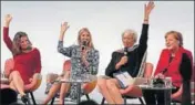  ?? AP ?? At her first internatio­nal outing as a White House adviser, Ivanka Trump (second from left) faced groans and hisses on Tuesday while defending her father’s track record and his attitudes towards women. The jeers at a Berlin conference on women came as...