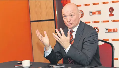  ??  ?? Dundee United supporters hold Stephen Thompson responsibl­e for the club’s grim financial position.