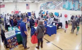  ?? JONATHAN TRESSLER — THE NEWS-HERALD ?? The gym at Hawken Lower School in Lyndhurst was jam-packed with presenters, parents and children Jan. 27 during an inaugural Camp Fair.