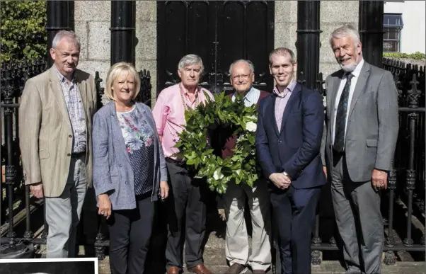  ??  ?? At the placing of a wreath at the mausoleum of John Redmond. From left: Jarlath Glynn, Wexford Historical Society; Angela Laffan, District Manager; Mayor of Wexford Tony Dempsey; Prof Donal McCartney, Parnell Society president; Dr Martin O’Donoghue and Cllr Jim Moore. LEFT: Wexford MP John Redmond, who died in 1918.