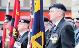  ??  ?? Respect Royal British Legion Paisley Comrades branch presenting the standards in Paisley last year