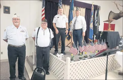  ?? PHOTOS BY CAROLE HESTER ?? VFW Post 1900 provided the Color Guard. Left to right: Walt Gabler, Rick Thompson, Joel Greenfield, Vice Commander, and Bill Causse.