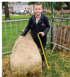  ??  ?? Le jeune Quentin, 10 ans, présentait un petit élevage de moutons au côté de son papa. Il veut devenir agriculteu­r.