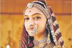  ??  ?? Deepika Padukone in her main role in ‘Padmavati’.
