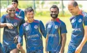  ?? AIFF ?? East Bengal players on the eve of the tie against NEROCA FC.