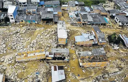  ?? | Foto de Archivo ?? Vista aérea de un barrio afectado en la tragedia de Mocoa, ocurrida en 2017.