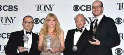  ??  ?? Producers Colin Callender, Sonia Friedman, John Tiffany and Jack Thorne, winners of the award Best Play for ‘Harry Potter and the Cursed Child, Parts One and Two’.