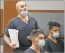  ?? K.M. Cannon Las Vegas Review-journal ?? Ex-311 Boyz gang member Steven
Gazlay appears Tuesday in court at the Regional Justice Center for a preliminar­y hearing on mortgage fraud charges.