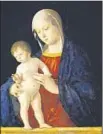  ??  ?? THE GRACEFULLY poised “Virgin and Child” by Giovanni Bellini, Titian’s teacher, is not in the best physical condition.