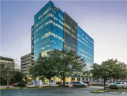  ?? Mabry Campbell / JLL ?? Lionstone Investment­s, on behalf of a client, purchased majority interest in CityCentre Five, a 15-story office building at 825 Town & Country Lane, from Midway Cos.