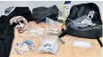  ??  ?? Contents of a rucksack found by police while searching the older boy’s hideout