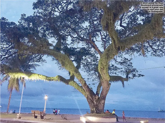  ??  ?? A stroll along the Rizal Boulevard promenade at sunset is a great way to end your day in Dumaguete.