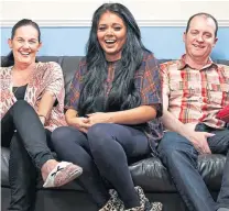  ??  ?? Scarlett Moffatt with fellow couch potatoes, mum Betty and dad Mark, on Gogglebox