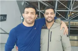  ?? (Courtesy) ?? ISRAELI AND IRANIAN judo world champions Sagi Muki (right) and Saeid Mollaei offer hope that conflicts in a difficult region can be overcome through the power of relationsh­ips.