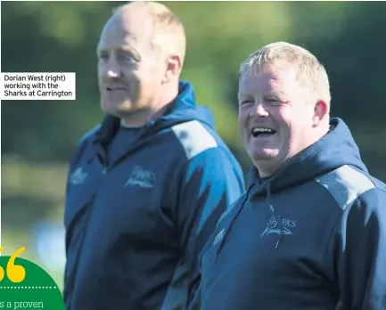  ??  ?? Dorian West (right) working with the Sharks at Carrington