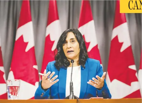  ?? CHRISTOPHE­R KATSAROV / THE CANADIAN PRESS ?? Procuremen­t Minister Anita Anand says Canada has acquired needles, gauze, bandages and cotton swabs “in the millions” for the country's mass immunizati­on effort. She said that readiness was a major factor in Pfizer agreeing to deliver COVID-19 vaccines to Canada this month.