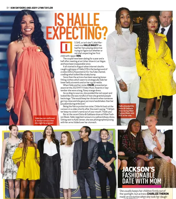  ?? ?? Halle has not confirmed or denied rumours that she might be pregnant.
Halle attended the Dolce & Gabbana show during Milan Fashion Week with DDG at her side.