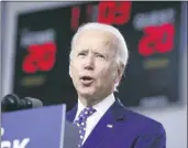  ?? ANDREW HARNIK — THE ASSOCIATED PRESS FILE ?? On July 28, Democratic presidenti­al candidate Joe Biden speaks at a campaign event in Wilmington, Del.