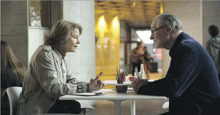  ?? CBS FILMS/LIONSGATE ?? Charlotte Rampling, left, and Jim Broadbent are underserve­d by the hackneyed film adaptation of The Sense of an Ending, which badly misinterpr­ets the intent of its source material, a novella of the same name by Julian Barnes.