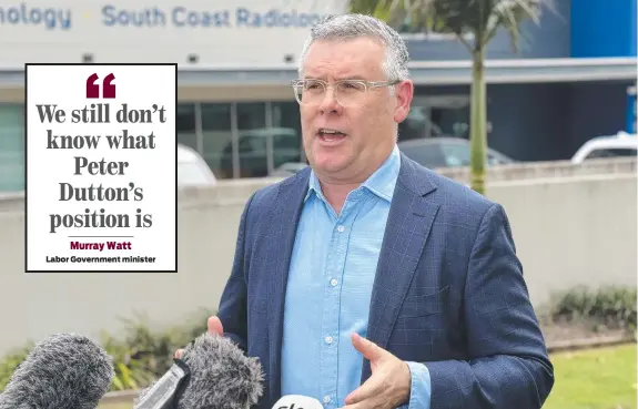  ?? ?? Senator Murray Watt speaking on the Gold Coast on Thursday rejects Peter Dutton’s assertion the Government’s tax cuts rewrite is a credibilit­y hit. Picture: Amaani Siddeek