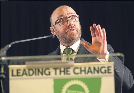  ?? Picture: Allan Milligan. ?? Scottish Greens’ co-convener Patrick Harvie speaks at the party’s conference in Edinburgh.