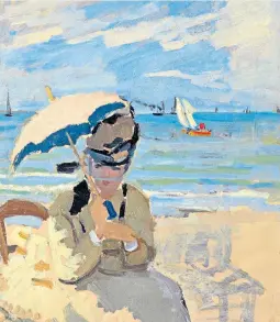  ??  ?? Live like a Rockefelle­r: Monet’s Camille assise sur la plage à Trouville will be going under the hammer at the sale