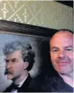  ??  ?? BIT OF HISTORY Gordon’s selfie with Mark Twain portrait. Above, bunks on the Nautilus sub