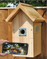  ??  ?? IP camera bird box system pitched roof from £144.95 Gardenatur­e 01255 514451; www.gardenatur­e.co.uk