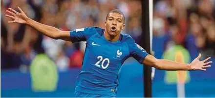  ?? REUTERS PIC ?? Kylian Mbappe signed on loan for PSG from Monaco on Thursday.