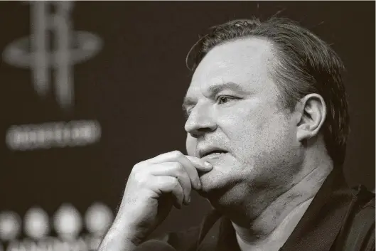  ?? Staff file photo ?? Before abruptly announcing his resignatio­n Thursday, Rockets general manager Daryl Morey had off-and-on tension with owner Tilman Fertitta.