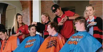  ?? PHOTO: CONTRIBUTE­D ?? Rockhampto­n Grammar School students enjoying Shave for a Cure.