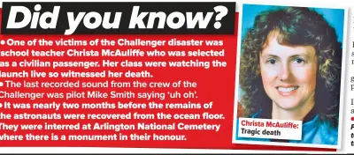  ??  ?? Christa Mcauliffe: Tragic death