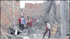  ?? HT FILE ?? Four labourers were hurt after an illegal under-constructi­on building’s roof collapsed in Patiala on June 3.